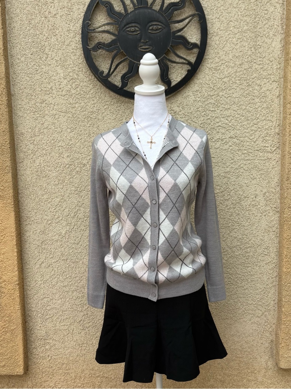 Croft & Barrow Y2K Argyle Button Cardigan Dark Academia Coquette Preppy Vintage